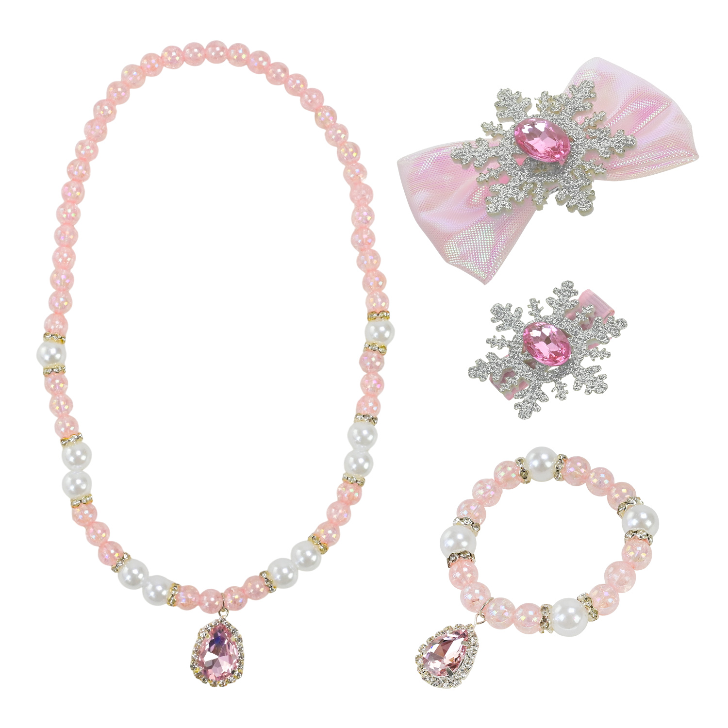 Аксесуари для дівчат арт. CN303 (300шт) 3 кольори намисто, заколки короб. 15*15*2