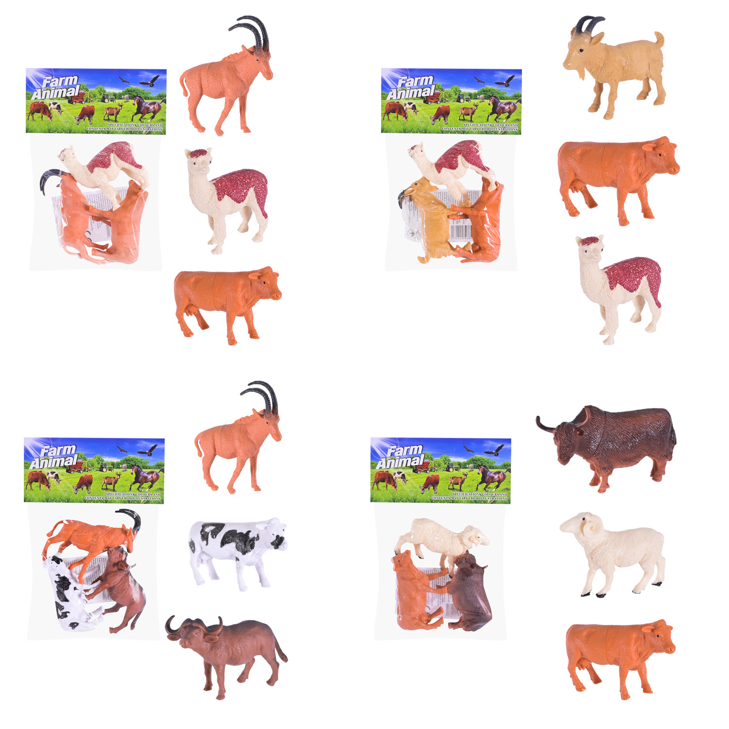 Тварини арт. 303-228 (360шт/2) свійськи, 4 види мікс, 3 шт. пакет 15*22см