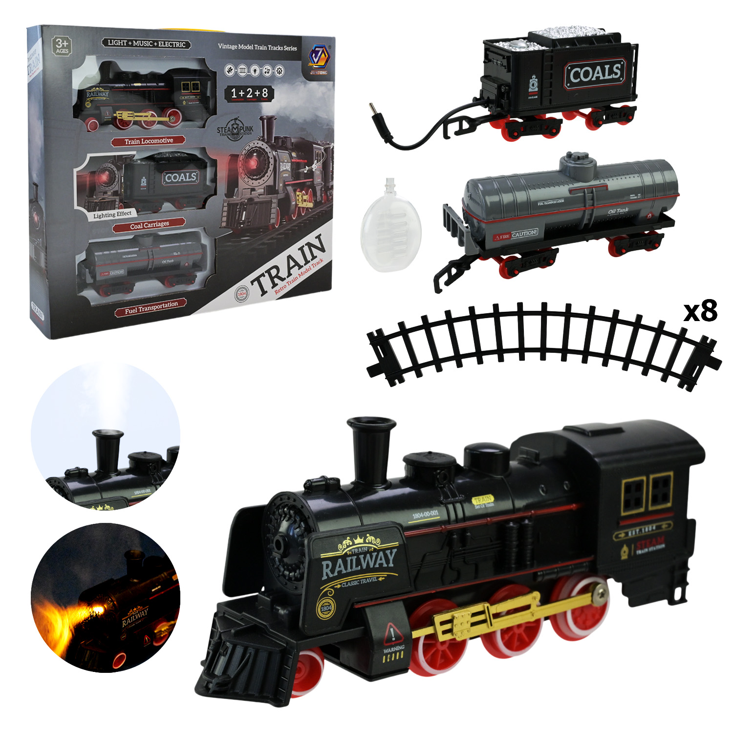 Залізниця арт. 652-X5 (48шт/2) батар.,свiтло,звук,пар,у короб.37,5*33*5,5см