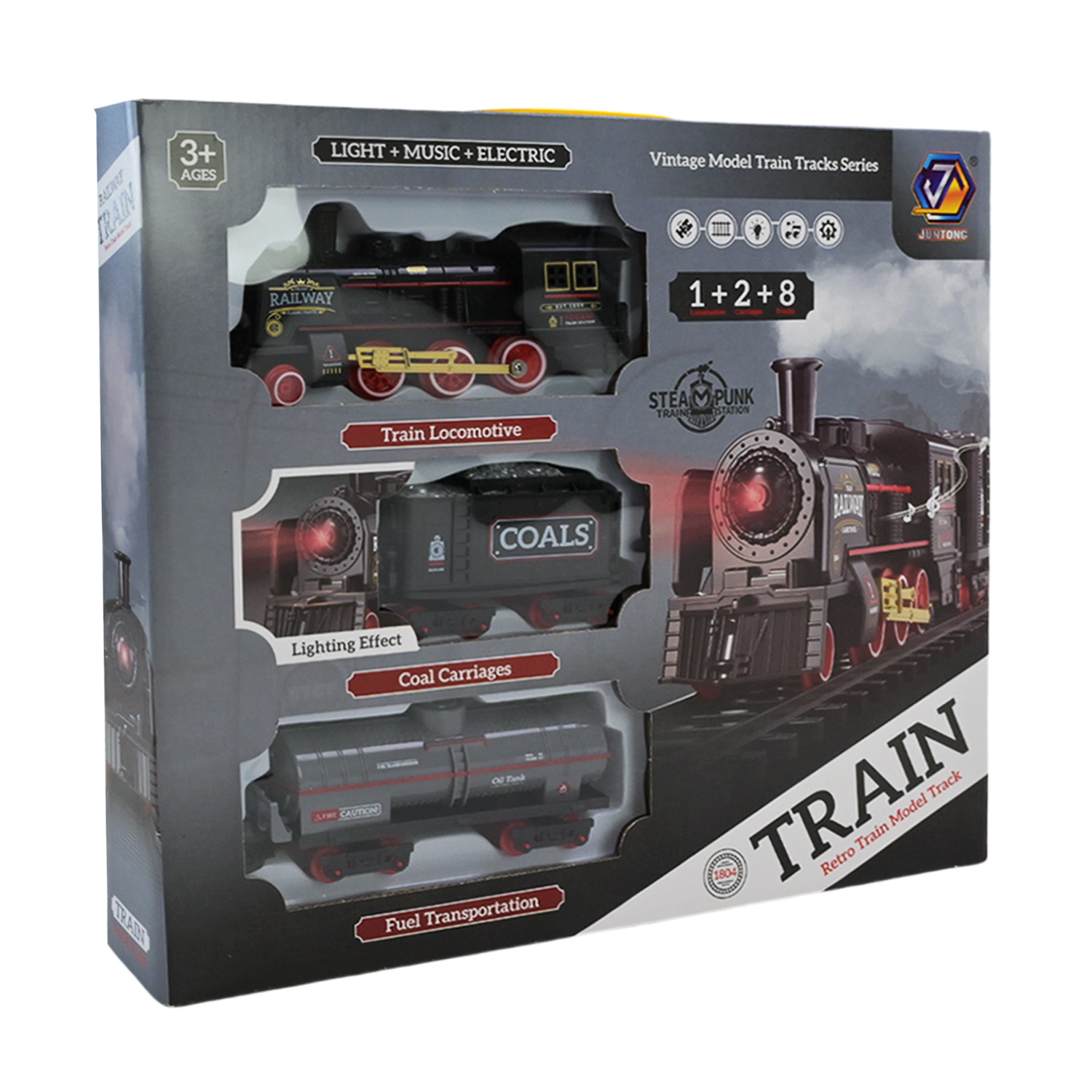 Залізниця арт. 652-X5 (48шт/2) батар.,свiтло,звук,пар,у короб.37,5*33*5,5см