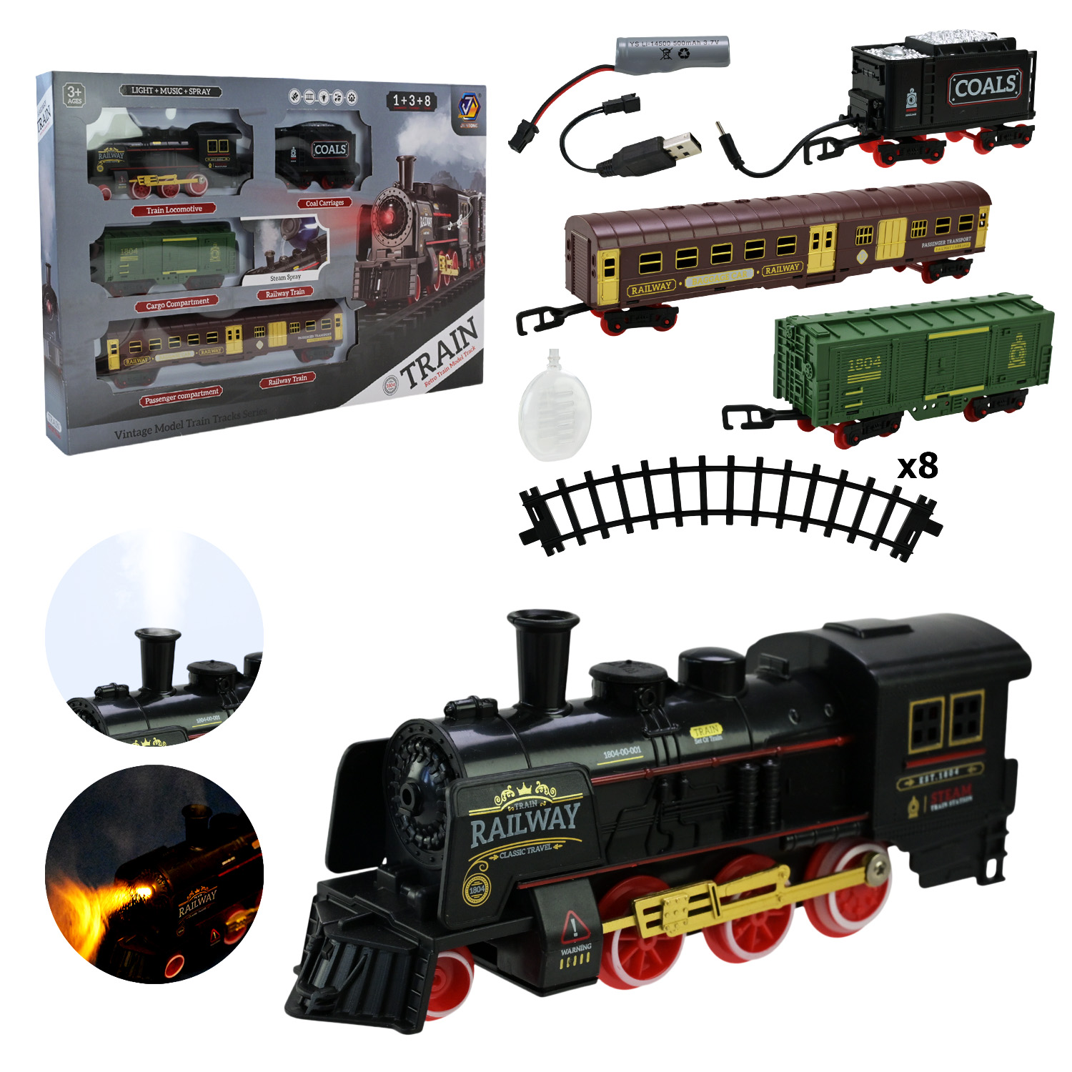 Залізниця арт. 652-X20 (36шт/2) акум.,свiтло,звук,пар,у короб.51*33*5,5см