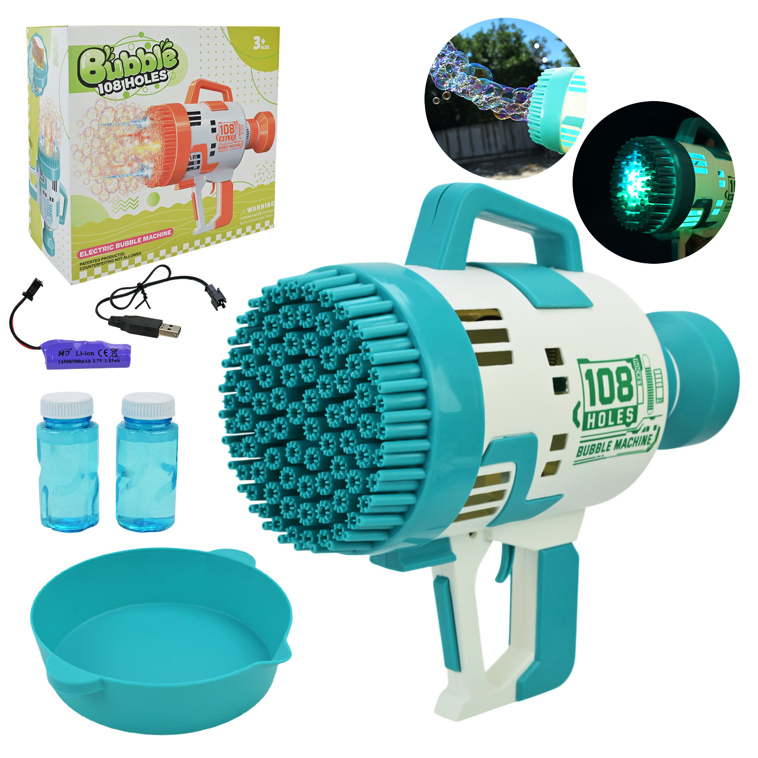 Мильні бульбашки арт. KB1142 (36шт)  пістолет на акум. батар.світло, короб. 25,5*12*23,8 см