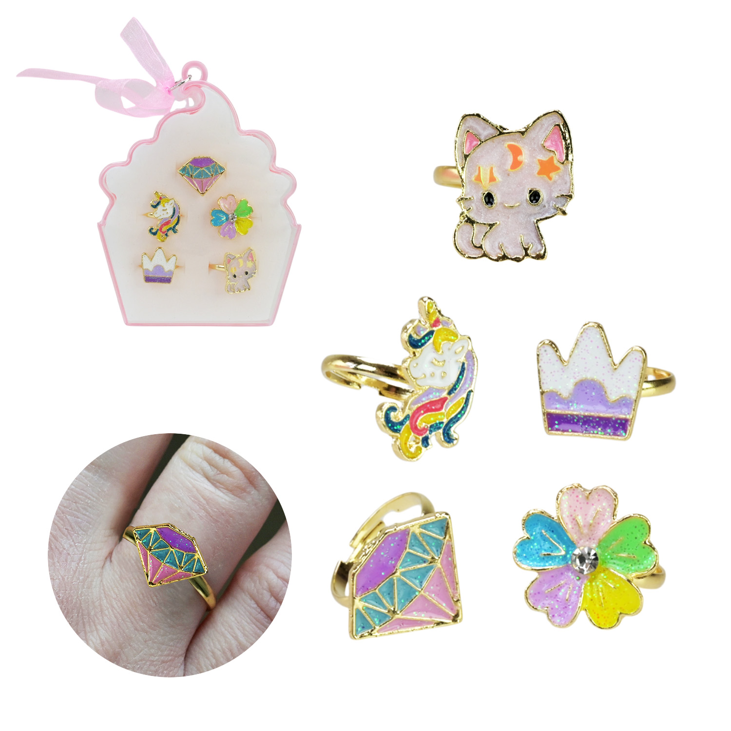 Набір аксесуари для дівчат Beauty star арт. B4363 (100шт) набір кілець, мікс, короб. 7*3,5*8 см у великому пакеті 29*22*7 см