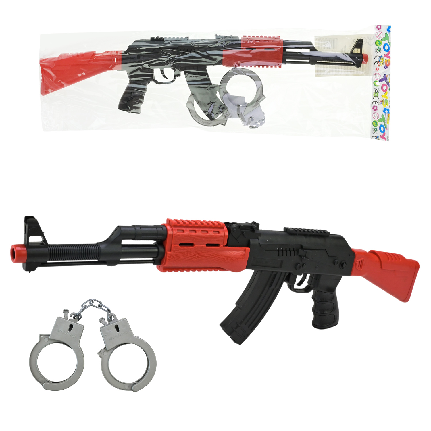 Автомат-трещітка арт. 233-9 (240шт/2)   наручники в наборе пакет 47*13см