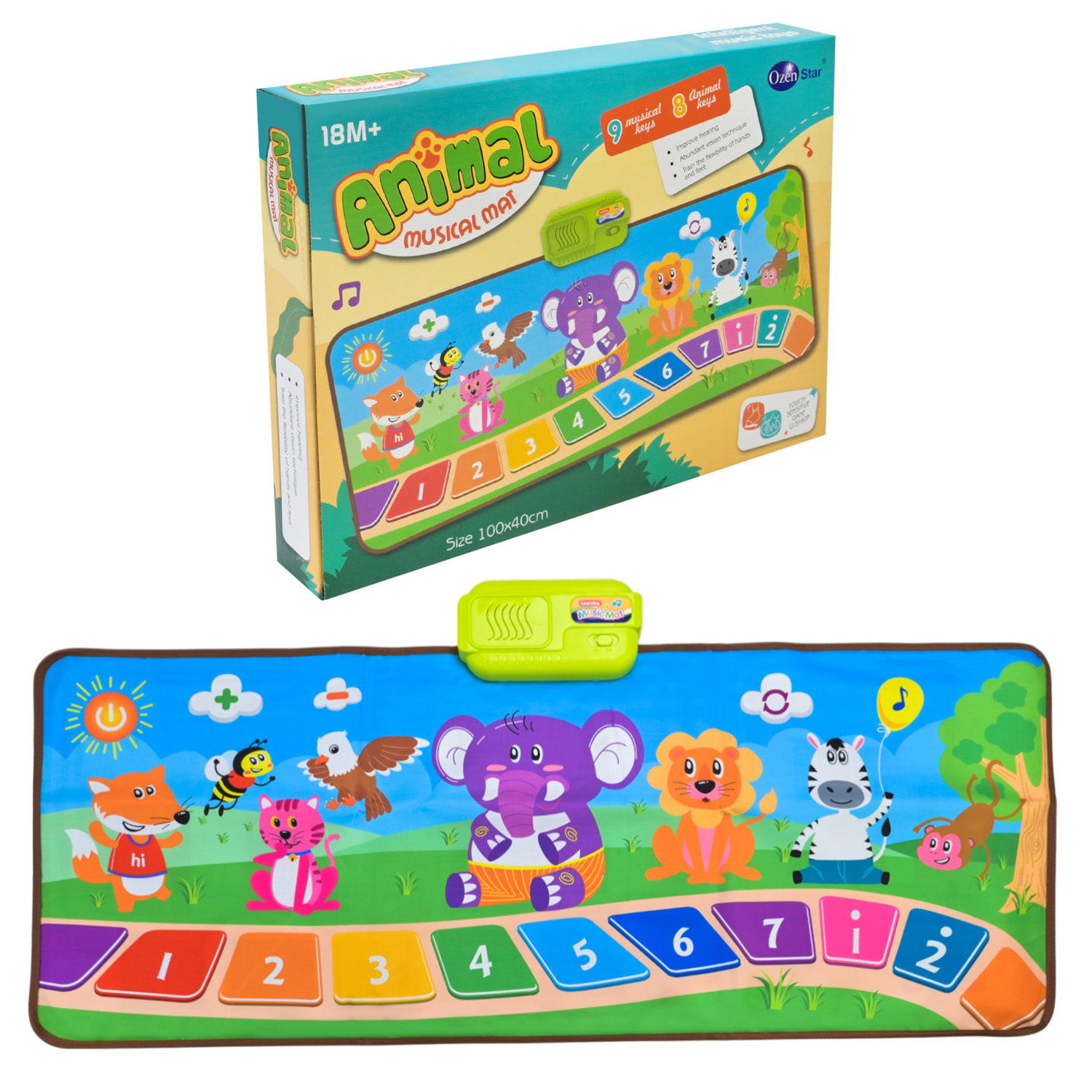 Килимок муз. арт. 757-11 (48шт/2) звуки тварин, кольори, ноти, рахунок, короб. 34*5*25,3см