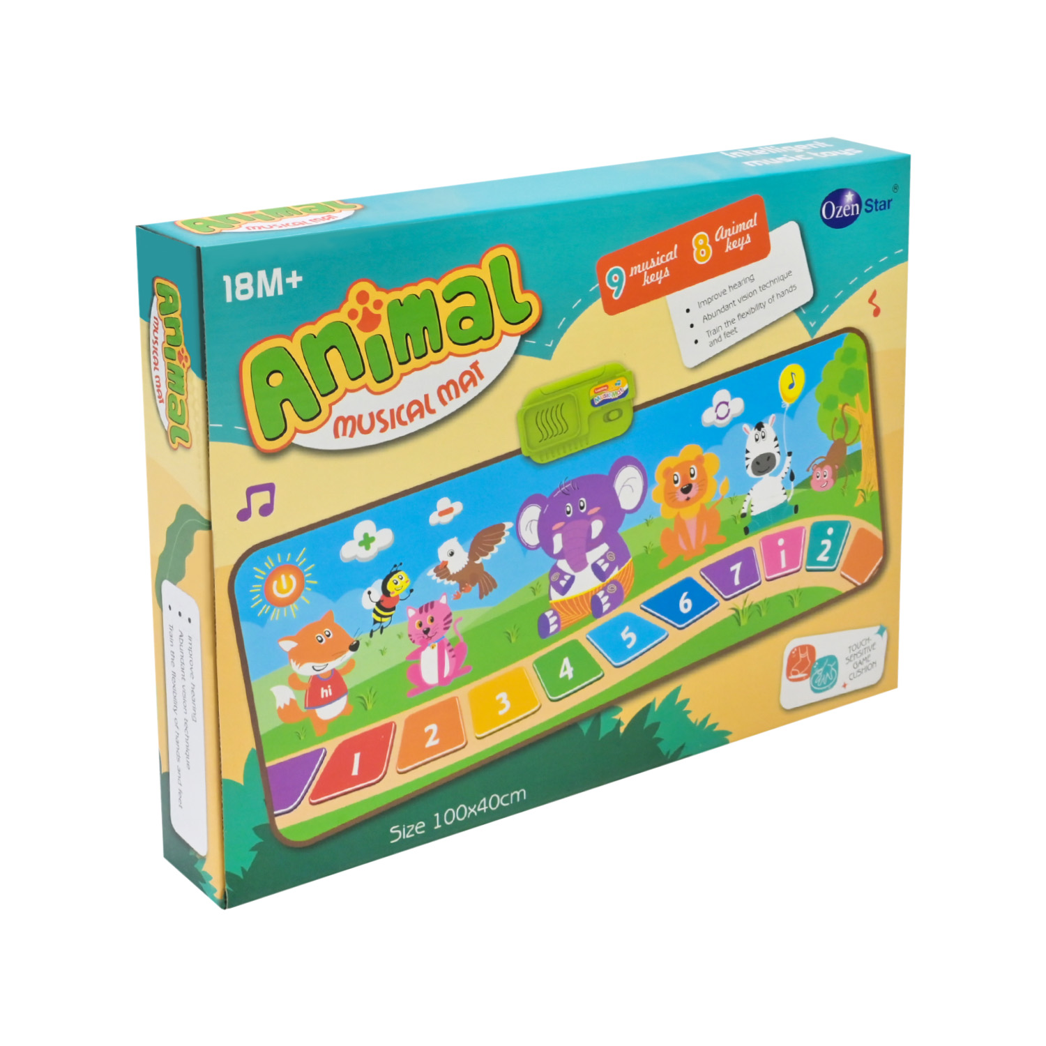 Килимок муз. арт. 757-11 (48шт/2) звуки тварин, кольори, ноти, рахунок, короб. 34*5*25,3см