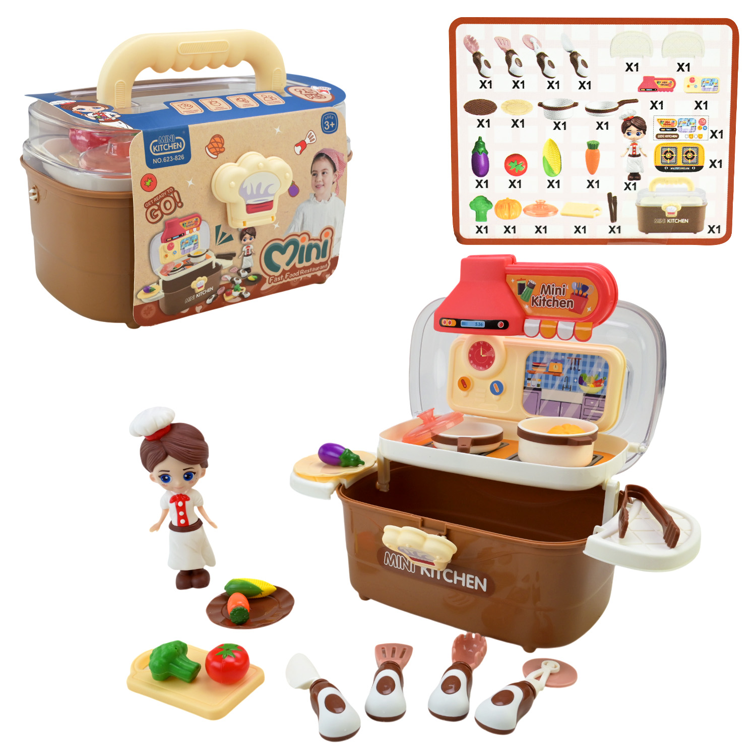 Кухня арт. 623-826 (48шт/2) посуд, аксес короб. 22*15*17