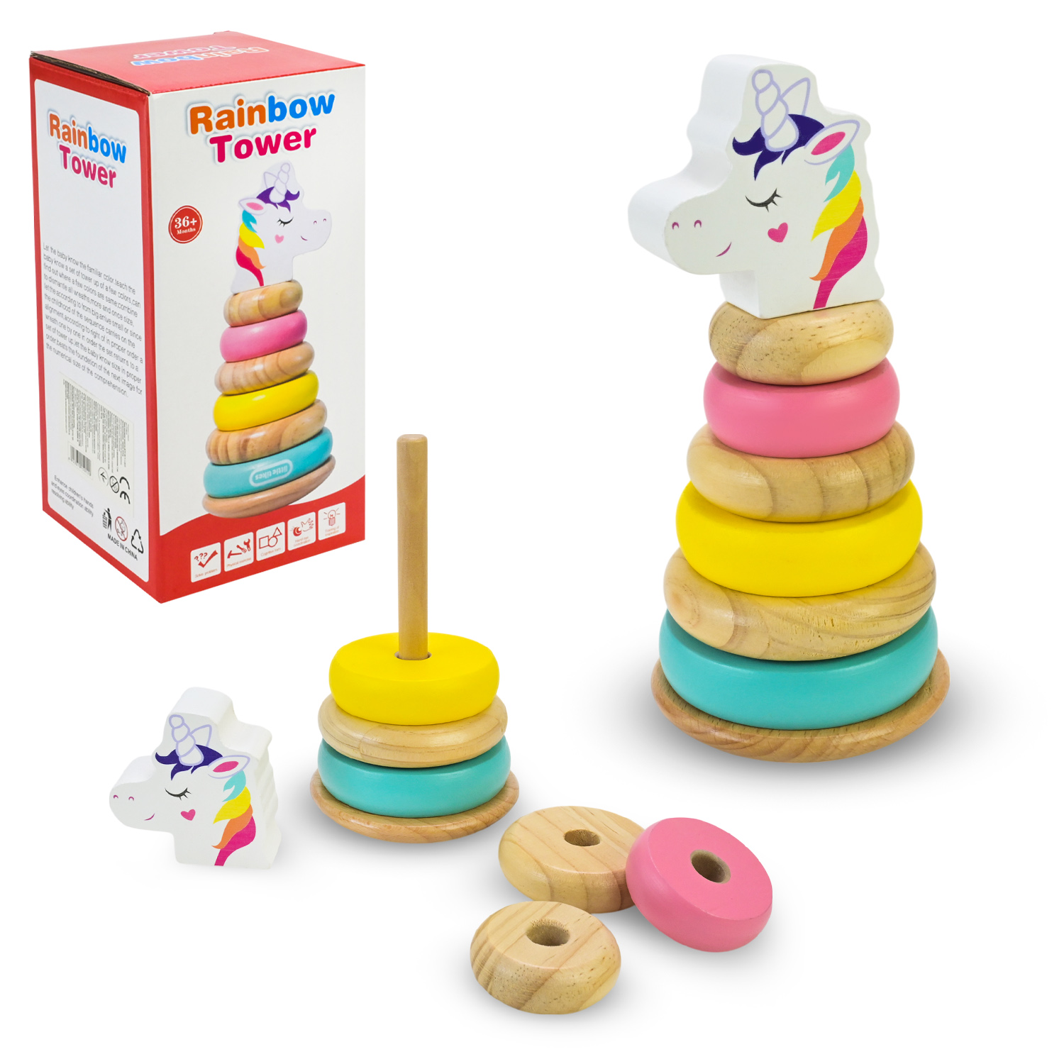 Дерев'яна іграшка арт. C15012 (60шт) пірамідка в коробці 10*10*20,5см