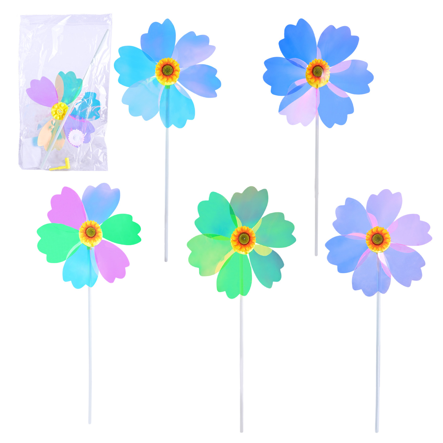 Вітрячок арт. V2554 (500шт)  висота 40 см,1 квітка 22 см, пакет 25*1,5*42 см