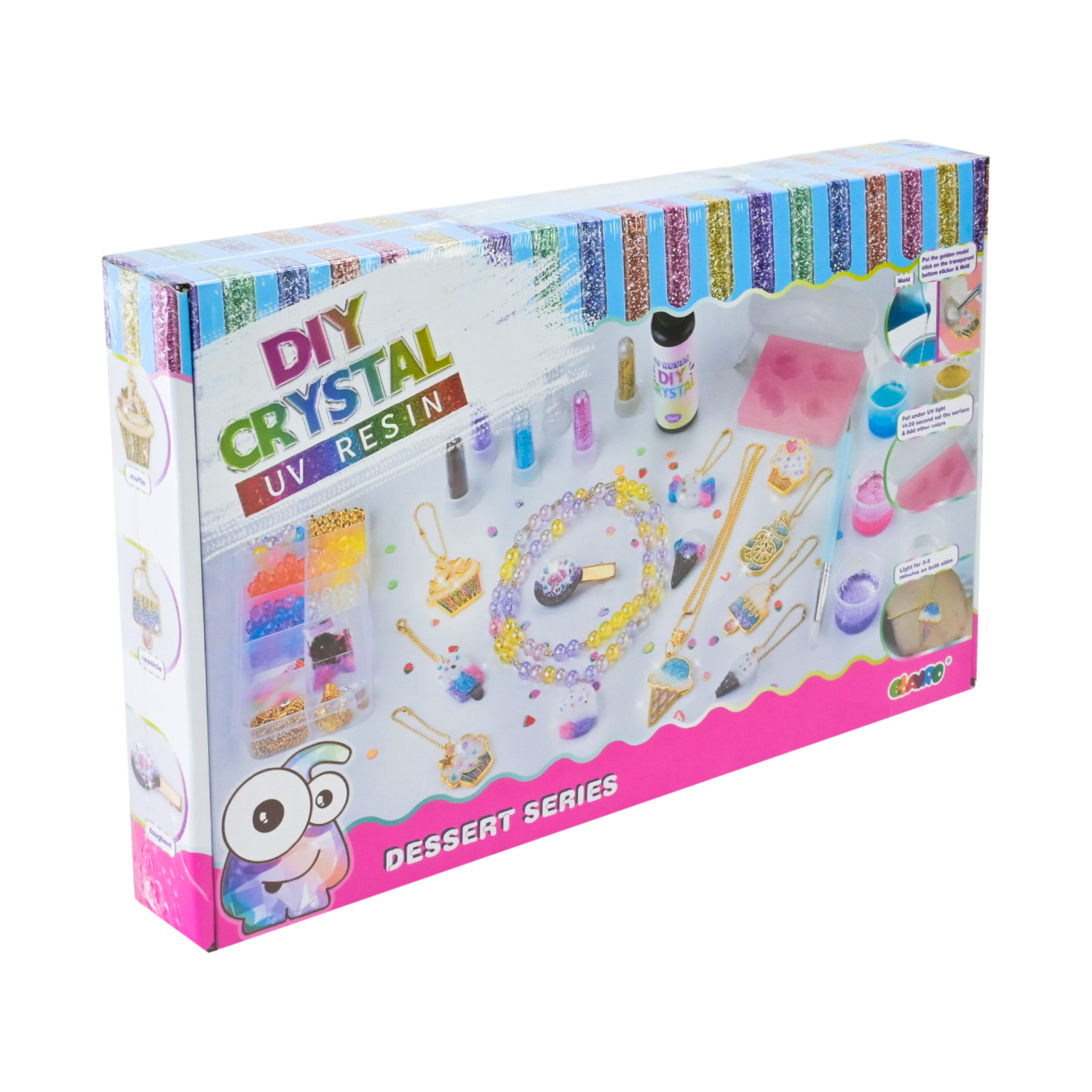 Набір для творчості арт. 9090E-3 (48шт/2) 4 види мікс,силіконова форма,ультрафіолетова лампа з кабелем живлення,намистини,наліпки короб. 38*23,7*5 см