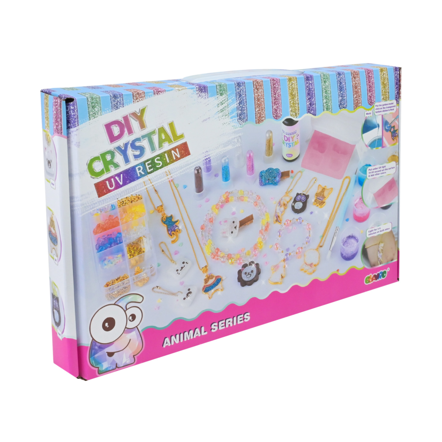 Набір для творчості арт. 9090E-3 (48шт/2) 4 види мікс,силіконова форма,ультрафіолетова лампа з кабелем живлення,намистини,наліпки короб. 38*23,7*5 см