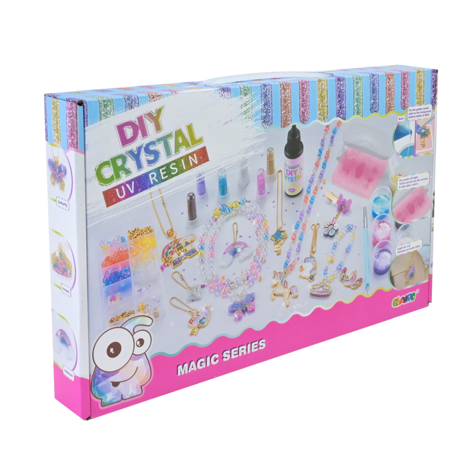 Набір для творчості арт. 9090E-3 (48шт/2) 4 види мікс,силіконова форма,ультрафіолетова лампа з кабелем живлення,намистини,наліпки короб. 38*23,7*5 см