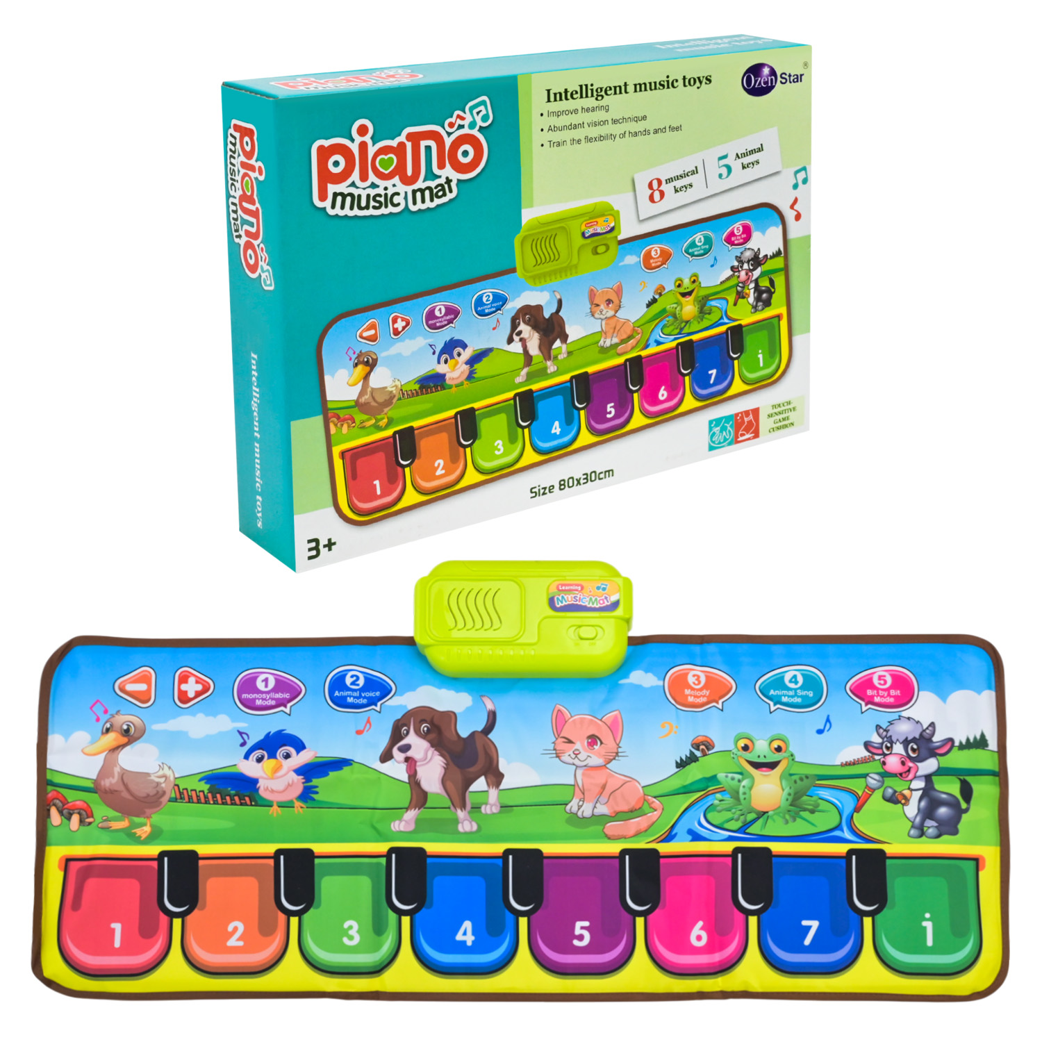 Килимок муз. арт. 757-10 (72шт/2) звуки тварин музика, ноти, р-н 80*30см, короб. 26,8*18,6*4,7см