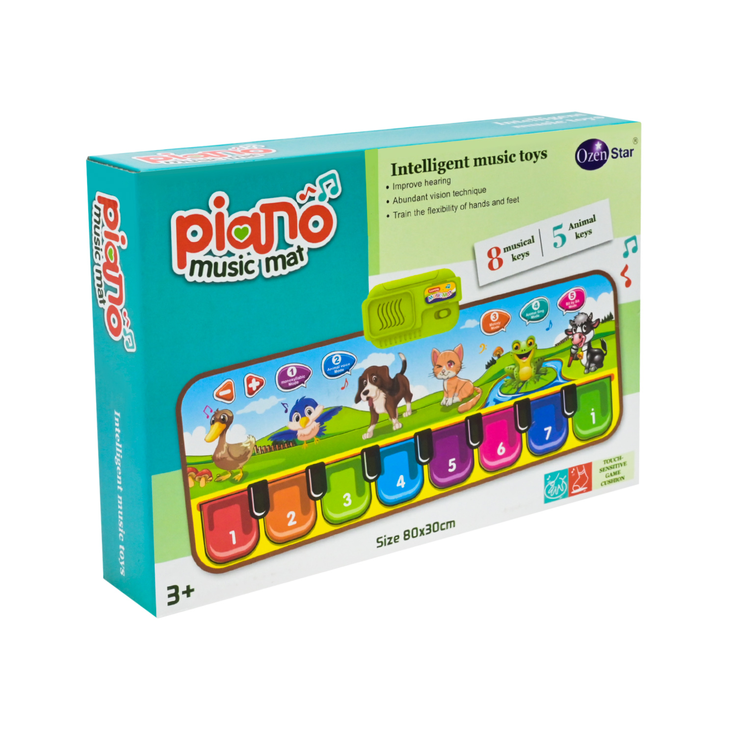 Килимок муз. арт. 757-10 (72шт/2) звуки тварин музика, ноти, р-н 80*30см, короб. 26,8*18,6*4,7см