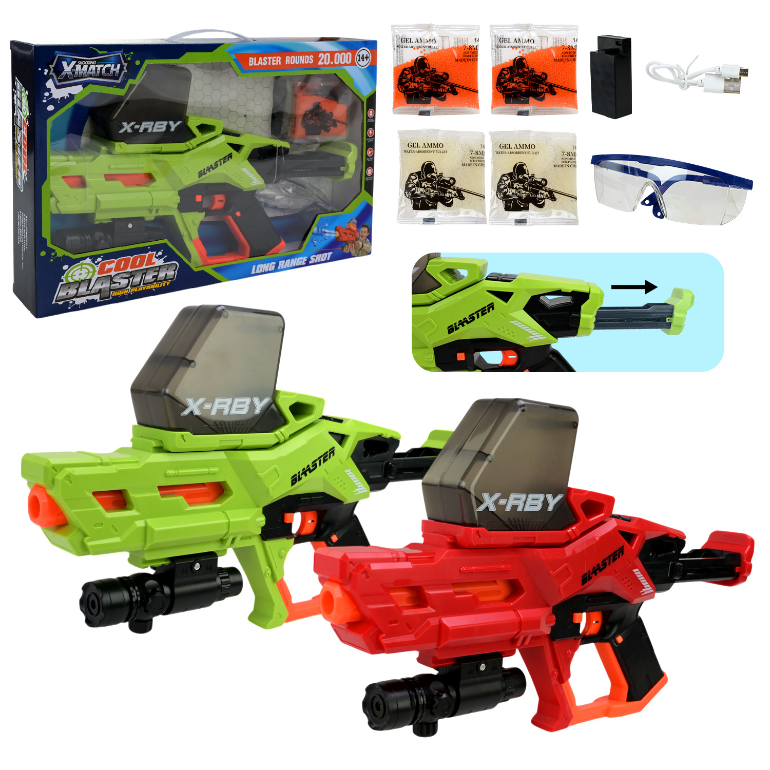 Пiстолет арт. 8604A (24шт/2) акум.,стріляє гелевими кулями,у короб.44,5*27,5*6см