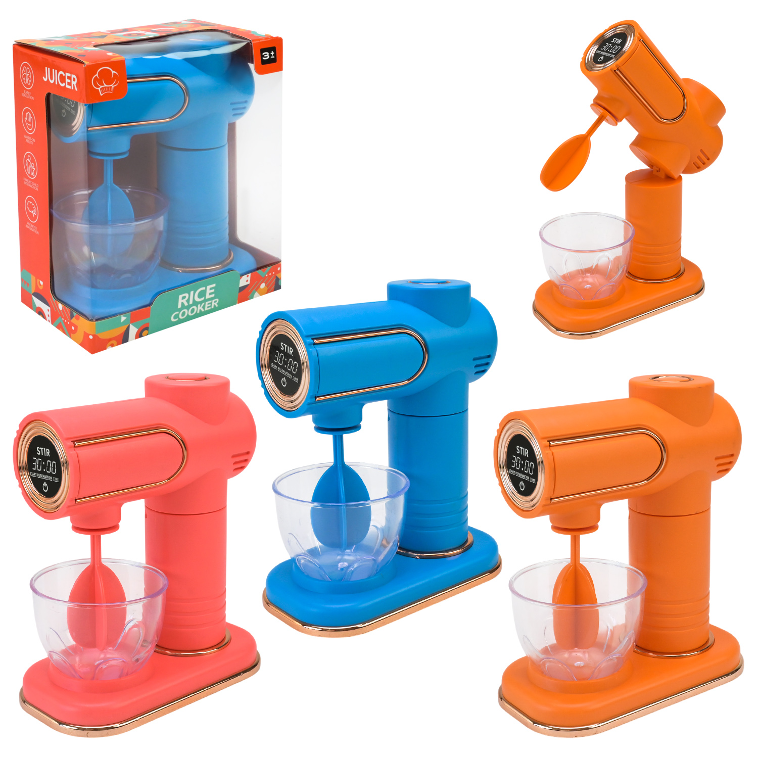 Побутова техніка арт. 6121 (72шт/2)  батар. міксер, мікс 3 кольори, звук, рухливі елементи короб. 13*7*19см