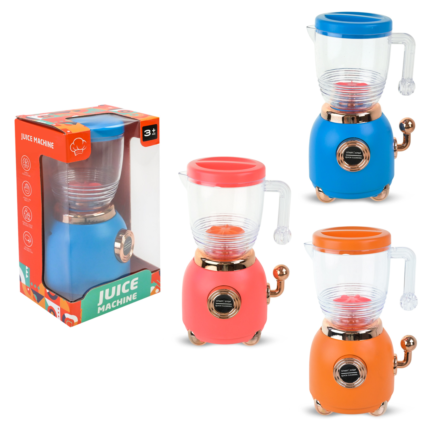 Побутова техніка арт. 6125 (72шт/2)  батар. блендер, мікс 3 кольори, світло, звук короб. 11*7*21см