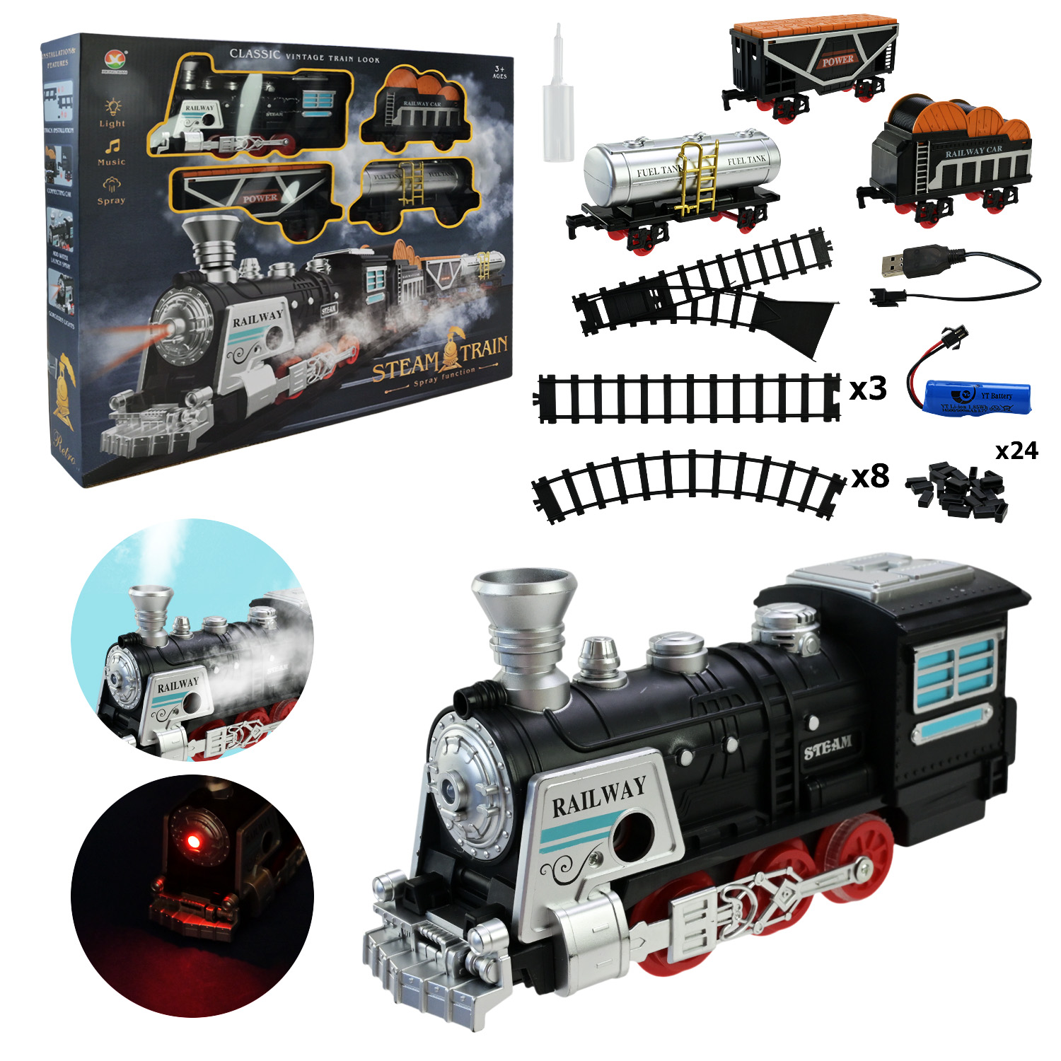 Залізниця  арт. 699-27A (10шт/2) акум.,світло, звук, дим, короб.53,6*44,6*8см