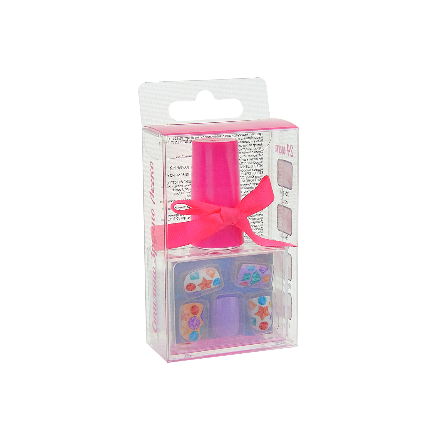 Аксесуари для дівчат арт. PL-524-003 (144шт) Накладні нігті, мікс 6 видів, на клейовій основі, 24 шт в упаковці, 6 д.б*24 шт дисп.бокс. 5*8*3см