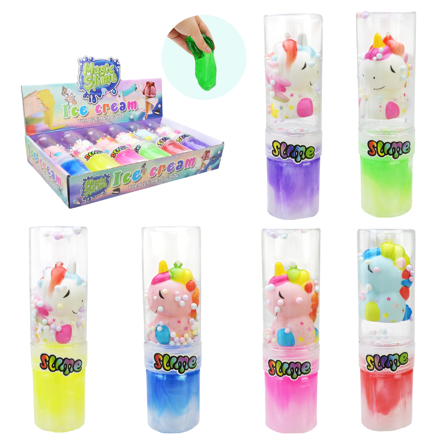 Антистрес арт. C28606 (144шт) 6 видів слайм 19см 6шт дисплей бокс  35*20*6 см