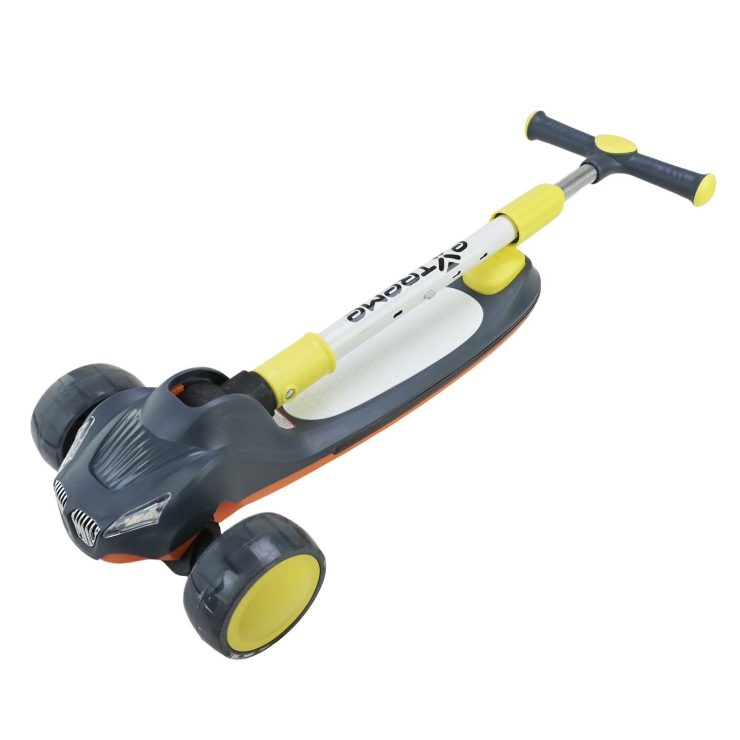 Самокат дитячий 3-х коліс арт. SC816_Yel (1шт) СІРО-ЖОВТИЙ,3 колеса,PU світло, заднє пластик, короб.