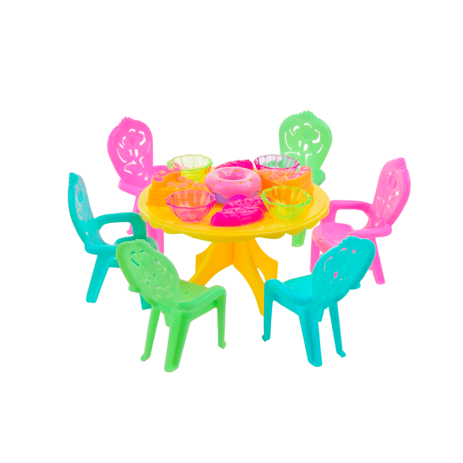 Меблі набір арт. A8-8A (144шт/2) стіл, стільці, продукти слюда 15*15*9,5см