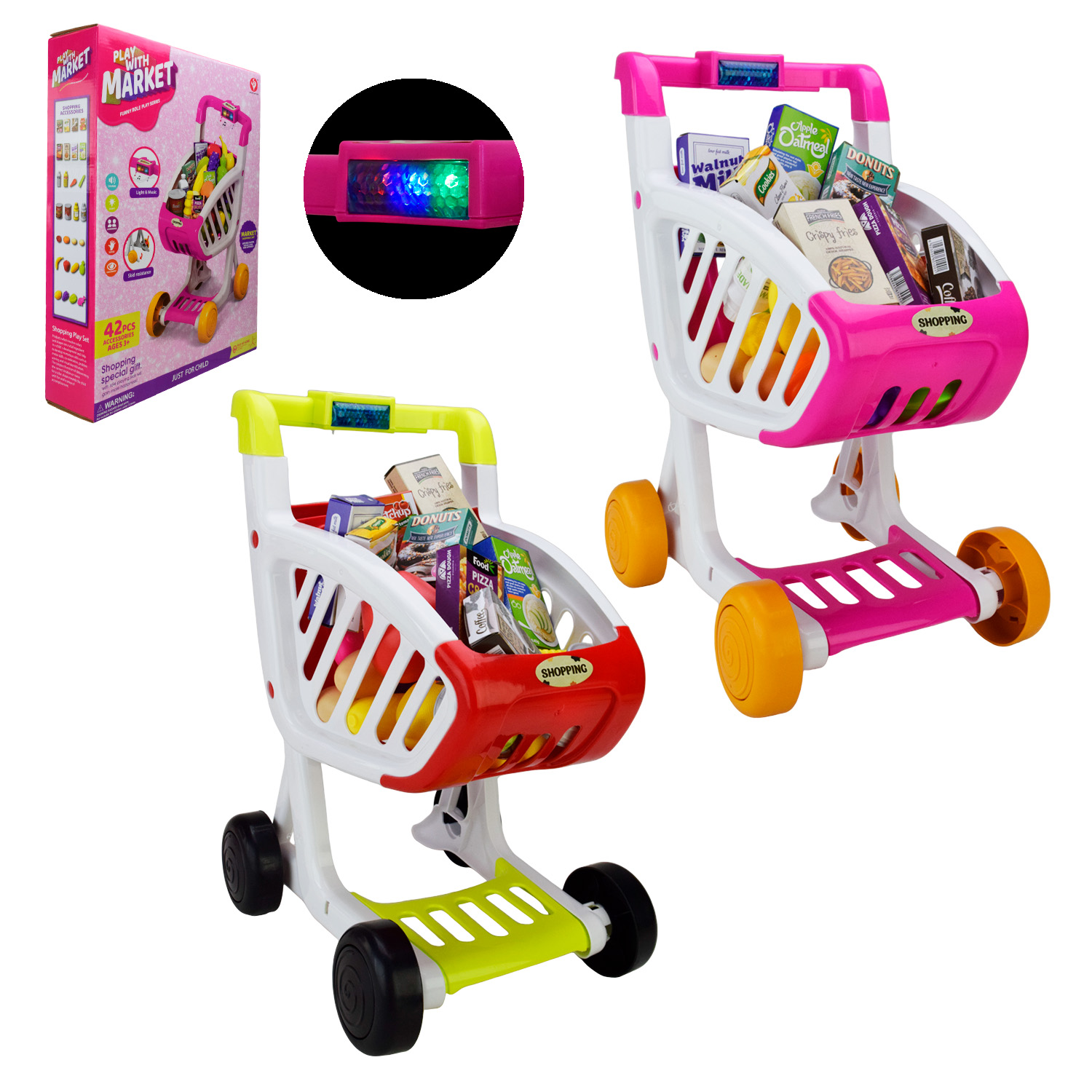 Супермаркет арт. 922-156/157 (18шт/2) батар. мікс 2 види, світло, звук, візочок, продукти короб. 38*10*49см