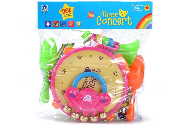 Інструменти муз. арт. 808-7 (72шт/2) барабан, маракаси, бубон, дудка, пакет 27,5*30*8см