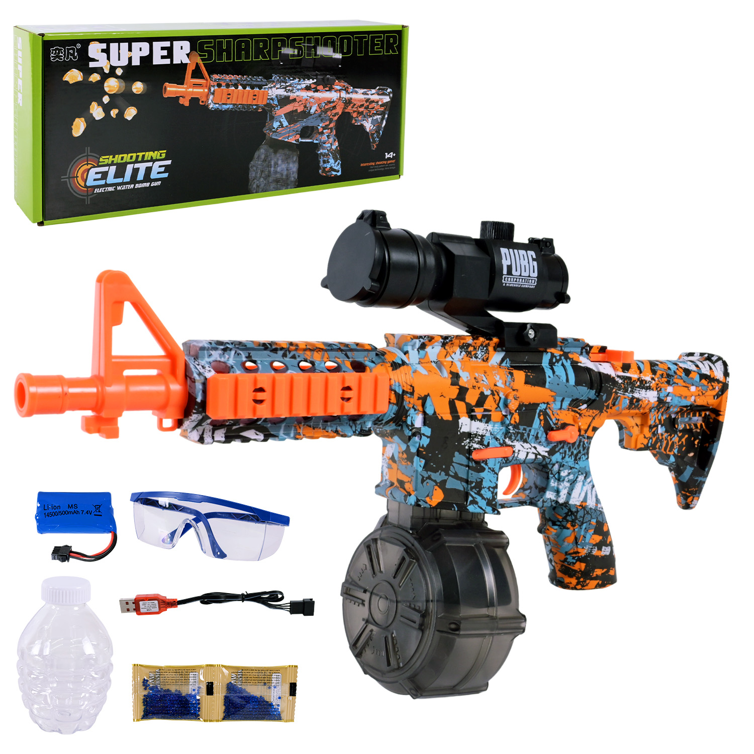 Зброя арт. 1732-3 (24шт/2) батар стріляє гелевими пулями короб. 47,5*7,5*18,5см