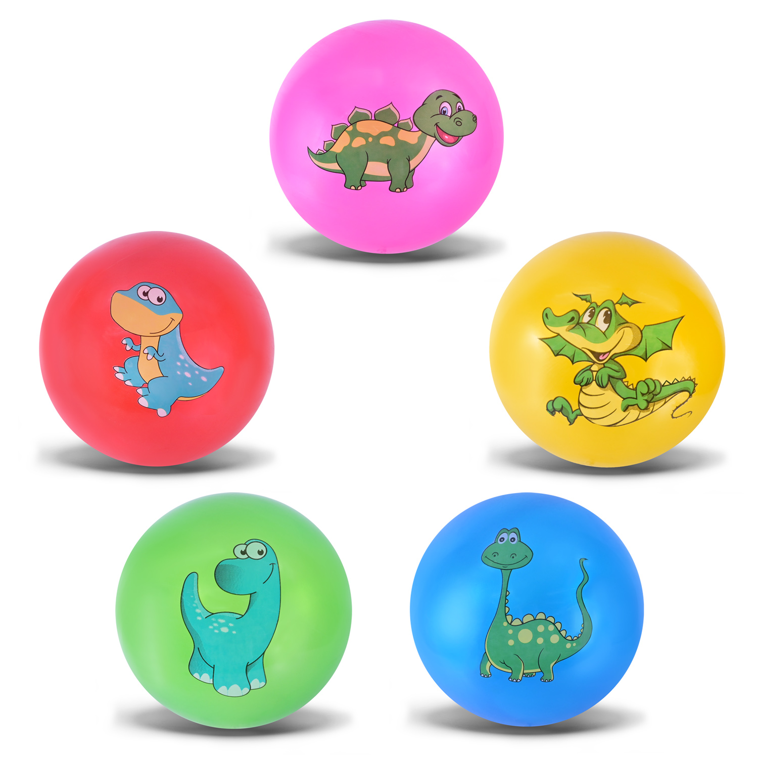 М'яч гумовий арт. RB24374 (600шт) 9'' 60 грамів Динозаври у пакеті 5 кольорів