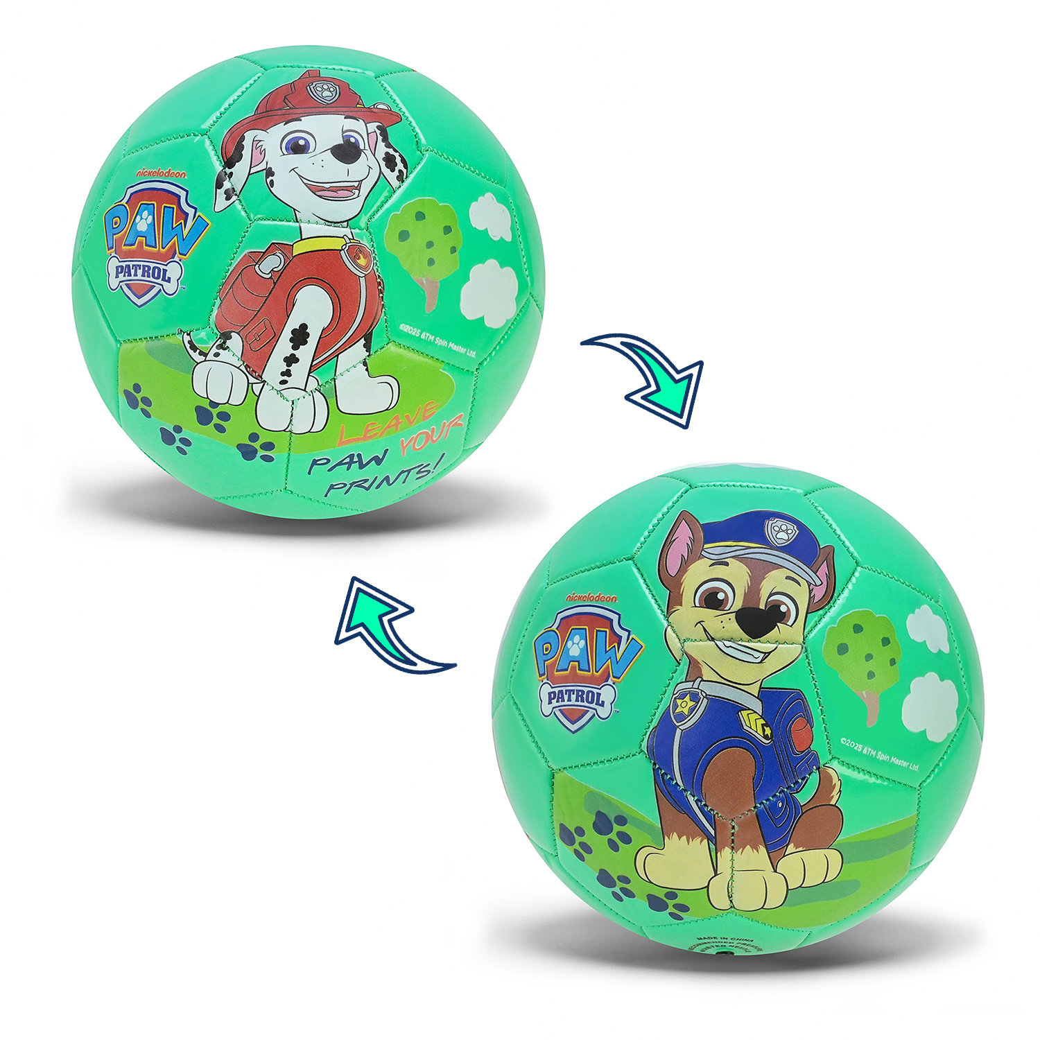 М'яч футбольний арт. PP2511 (100шт)  №3, Paw Patrol PVC 150 гр зелений