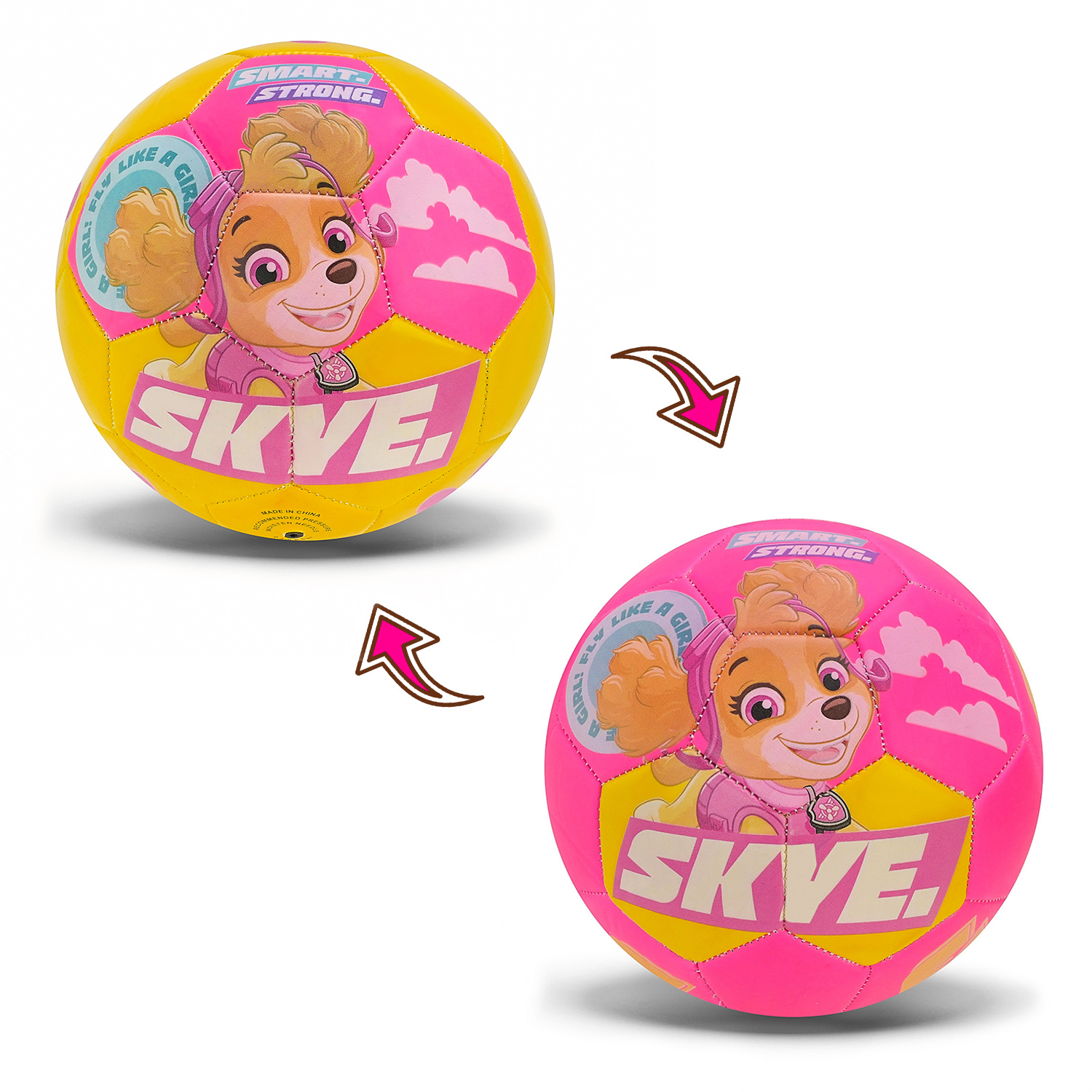 М'яч футбольний арт. PP2512 (100шт)  №3, Paw Patrol PVC 150 гр рожевий