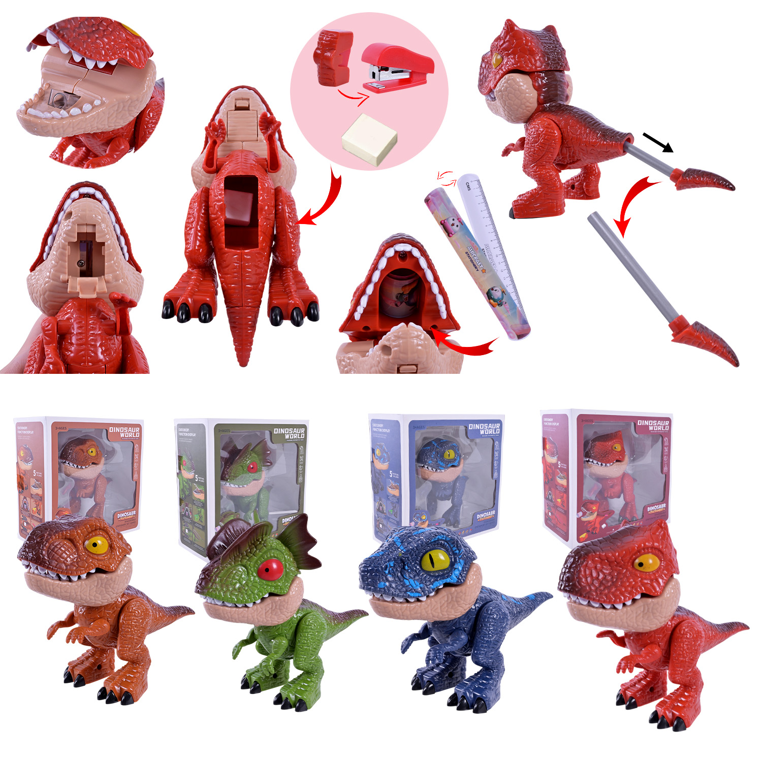 Набір для малювання арт. 978S01-1/2/3/4 (48шт) точила, олівець, степлер, гумка, гнучка лінійка, р-р18*9*15см,короб.20,5*10*20,5см