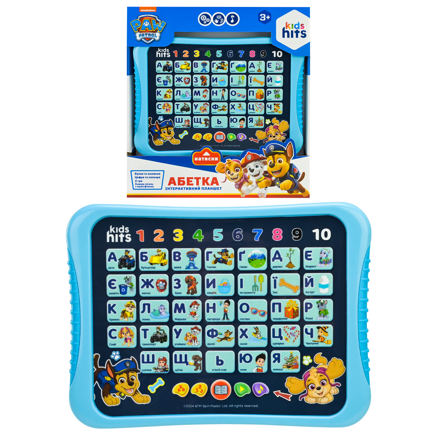 Планшет Kids Hits арт. KH01/014L (48шт)"Абетка." Paw Patrol батар., звук ,короб. 25*27*4см.