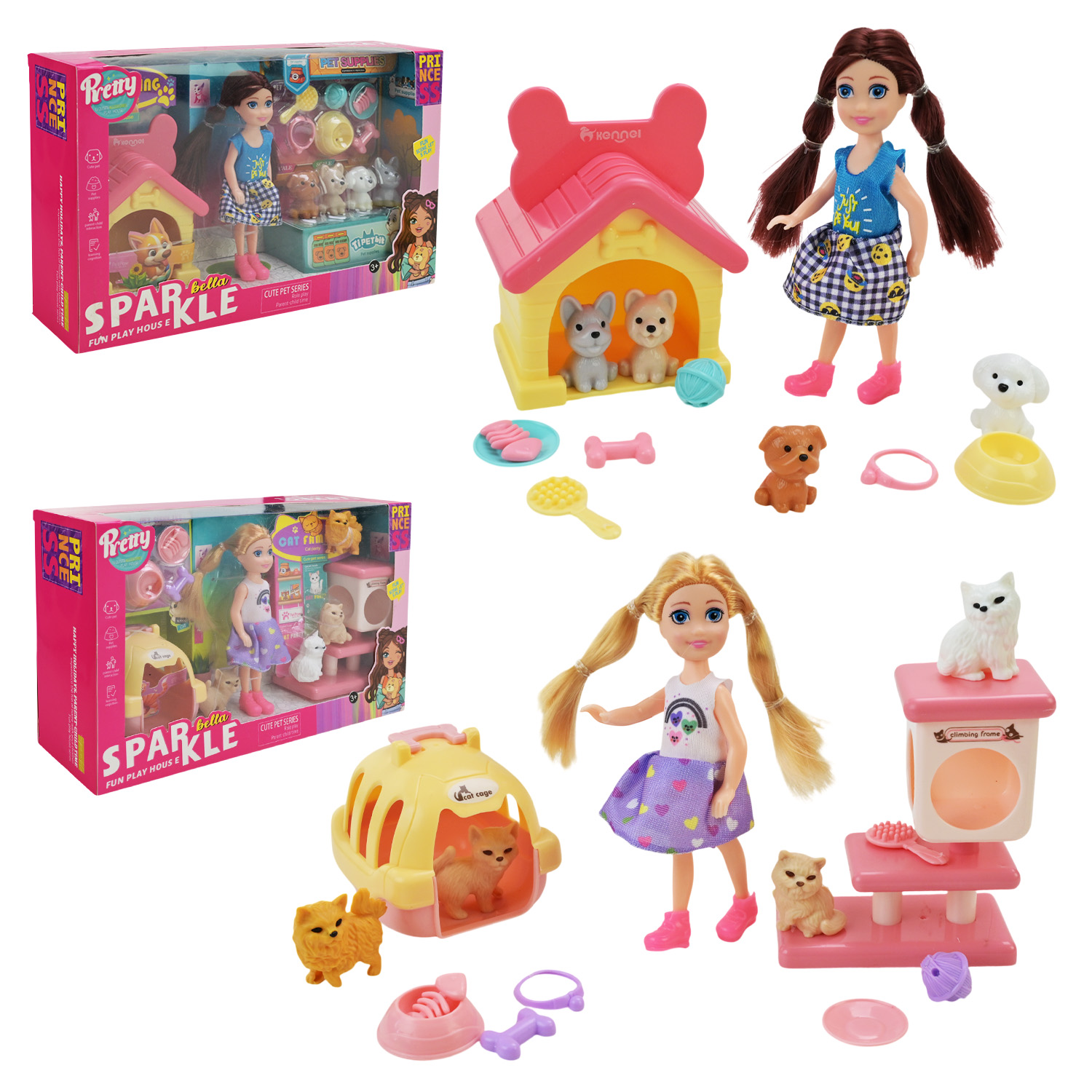 Лялька арт. 7018 (24шт)   у наборі, мікс 2 види, аксес короб. 30*20*5см