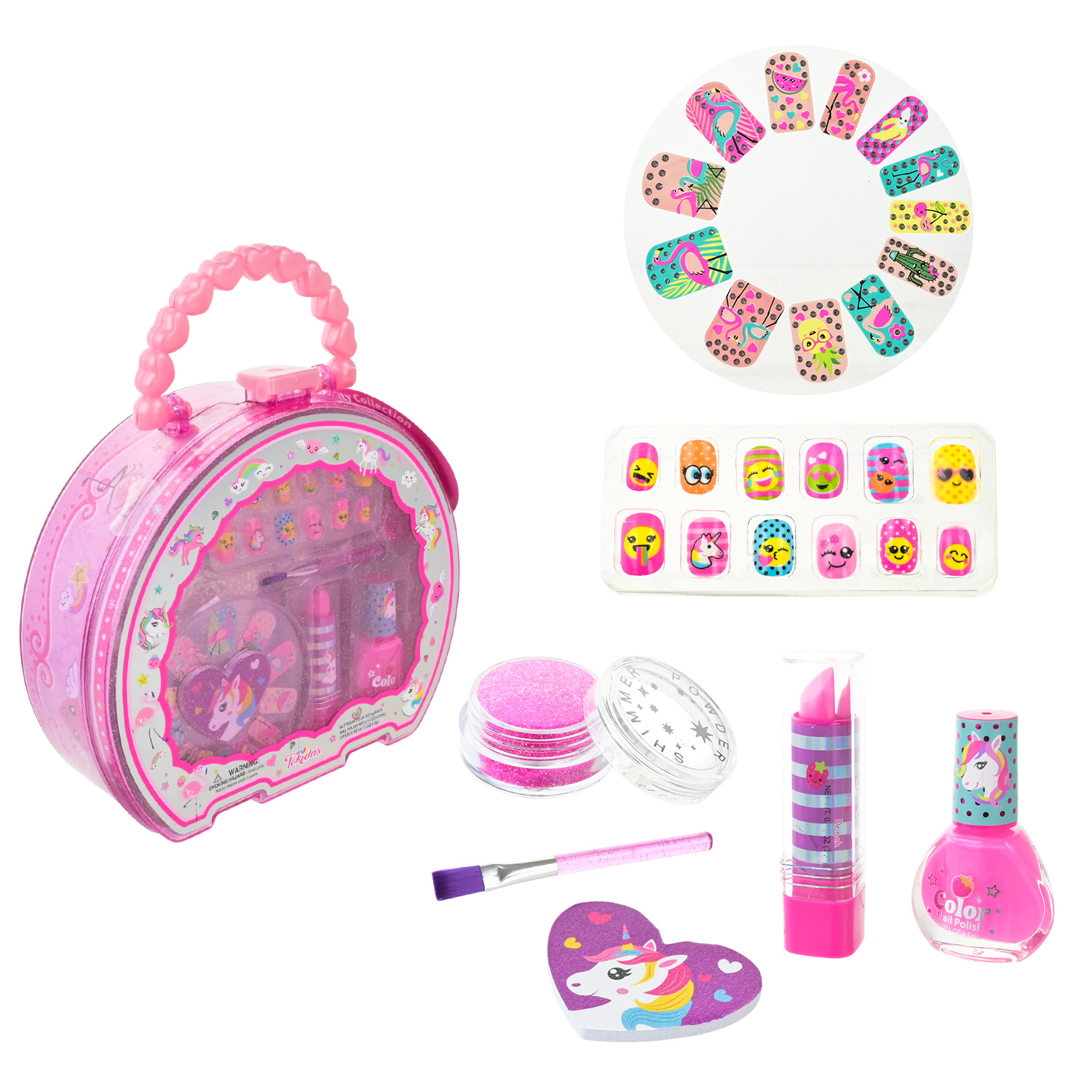 Манікюр набір арт. T223 (24шт/2)   лак на водній основі, наліпки на нігті, накладні нігті, аксес валіза 19,5*6,5*18 см