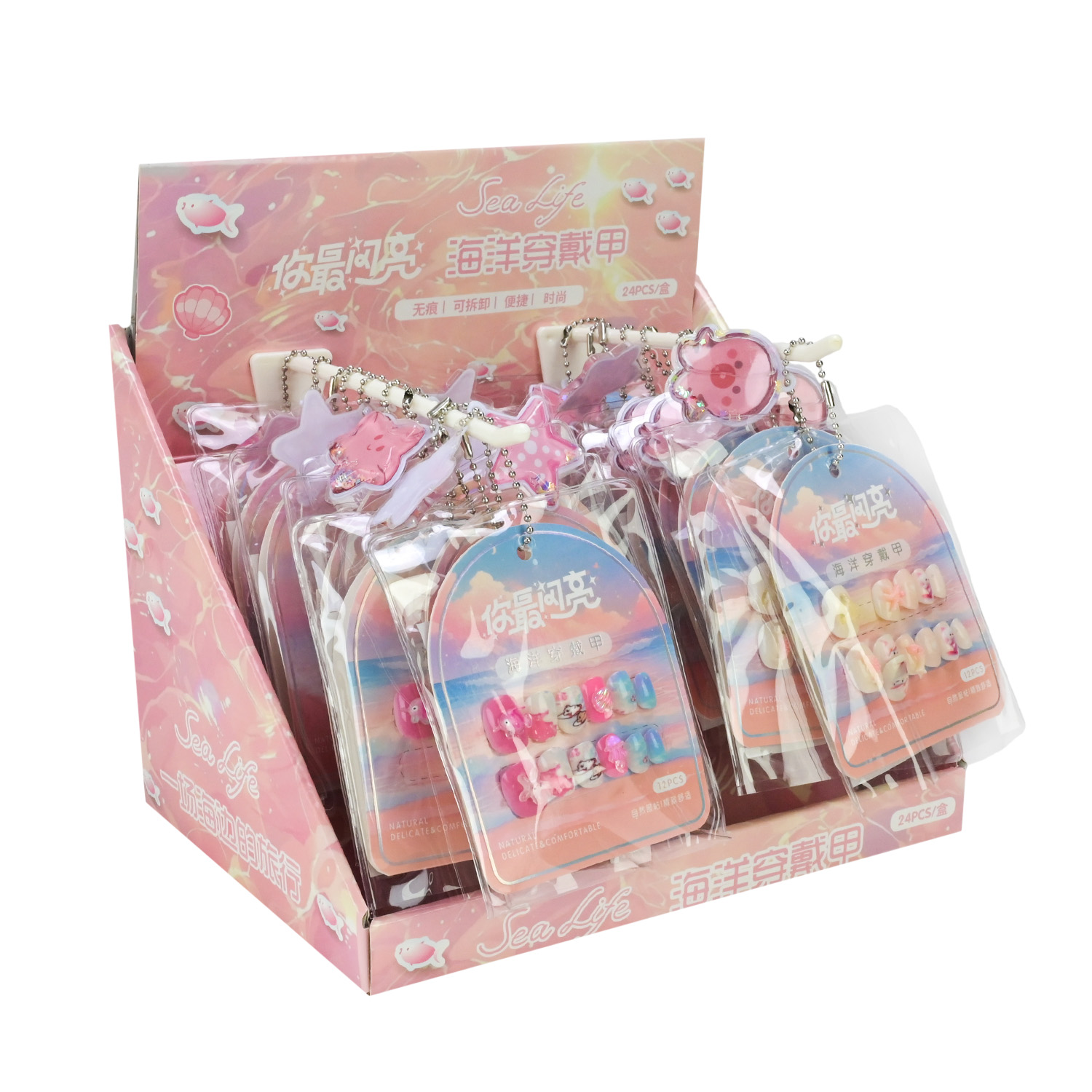 Аксесуари для дівчат арт. NL107 (480шт) накладні нігті, браслет,мікс видів, планшетка 9*12см, у дисп. боксі 24*17*18см