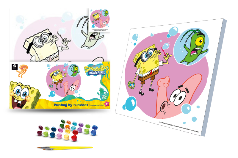 Набір для розпису по номерах 30х30 см QB913-016 "Губка Боб: Лови позитив!" qbee