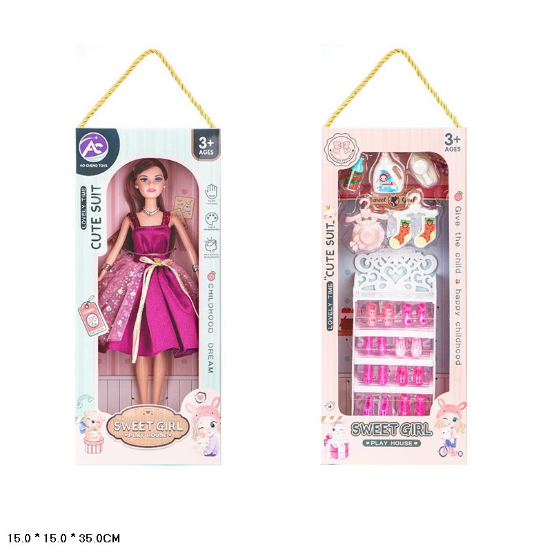 Лялька арт. TG247A (30шт/2)   в стильній сукні, з аксесуарами короб. 15*15*35 см