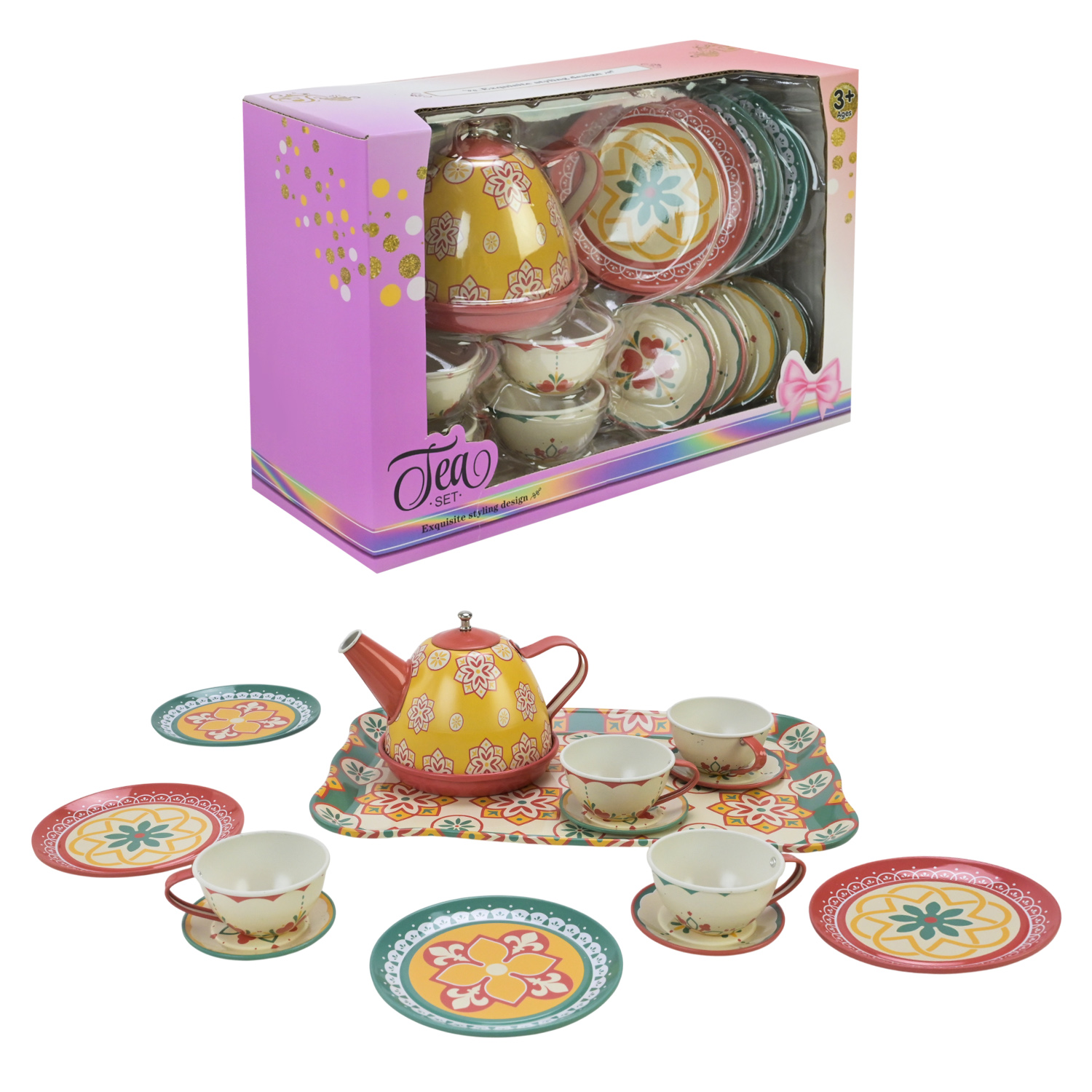 Посуд арт. 999-B4 (72шт/2)  метал, чайний сервіз короб. 16*9*24 см