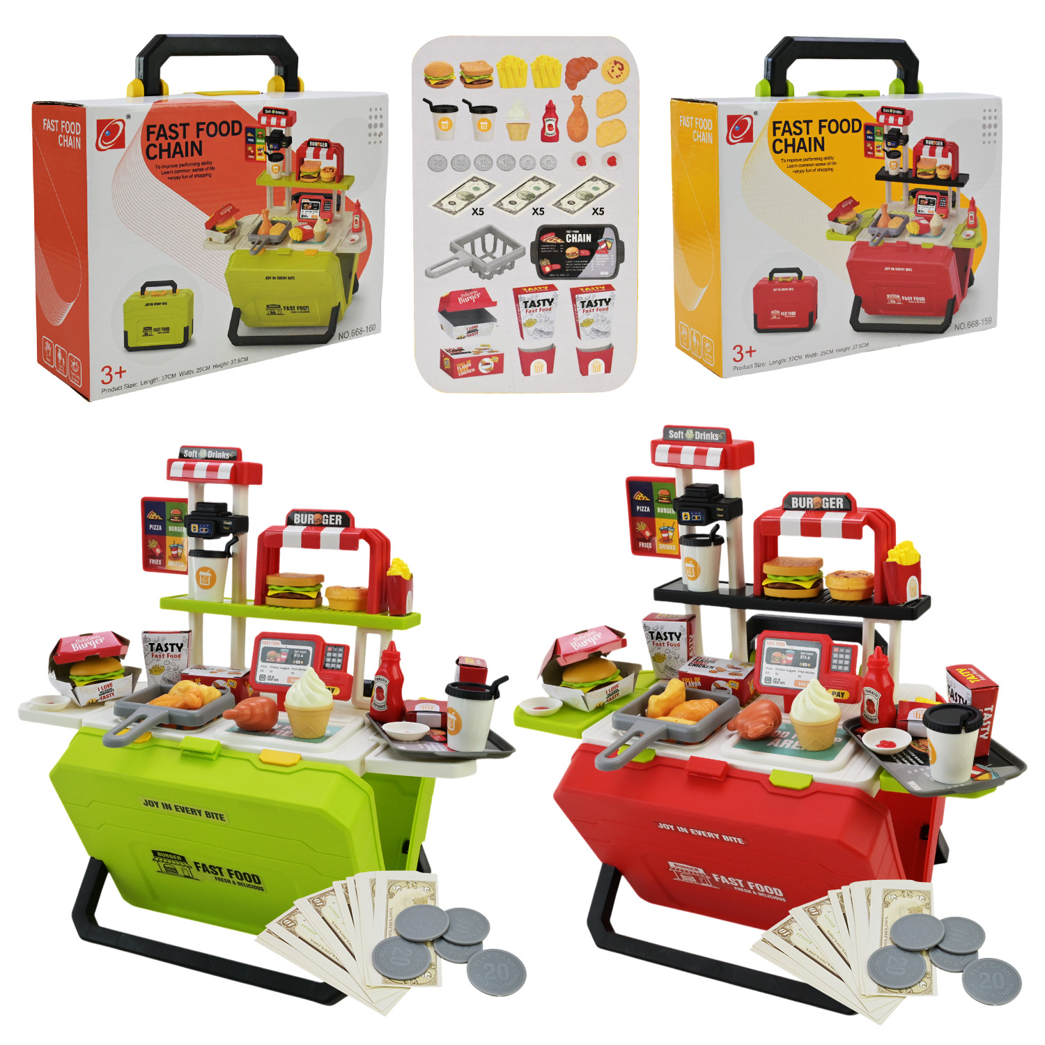 Кафе набір арт. 668-159/160 (36шт)  мікс 2 види, фаст фуд, аксес короб. 25*8*19см