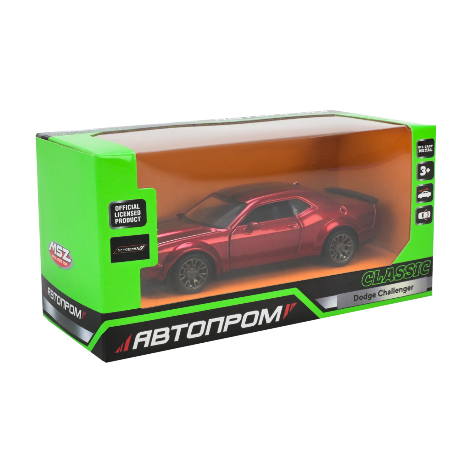 Іграшка машина мет. АВТОПРОМ арт. 10008 (48шт/2) 5 inch,3 кольори Dodge Challenger, відкр.двері, у кор.16,5*7*8см