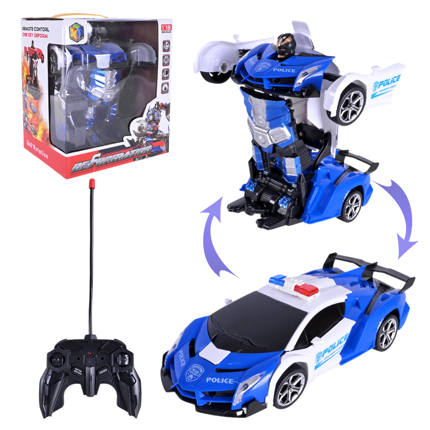 Машина-трансформер р/к арт. 27-8KX (48шт/2)  світ., USB-зарядка, короб. 17,5*15*20см