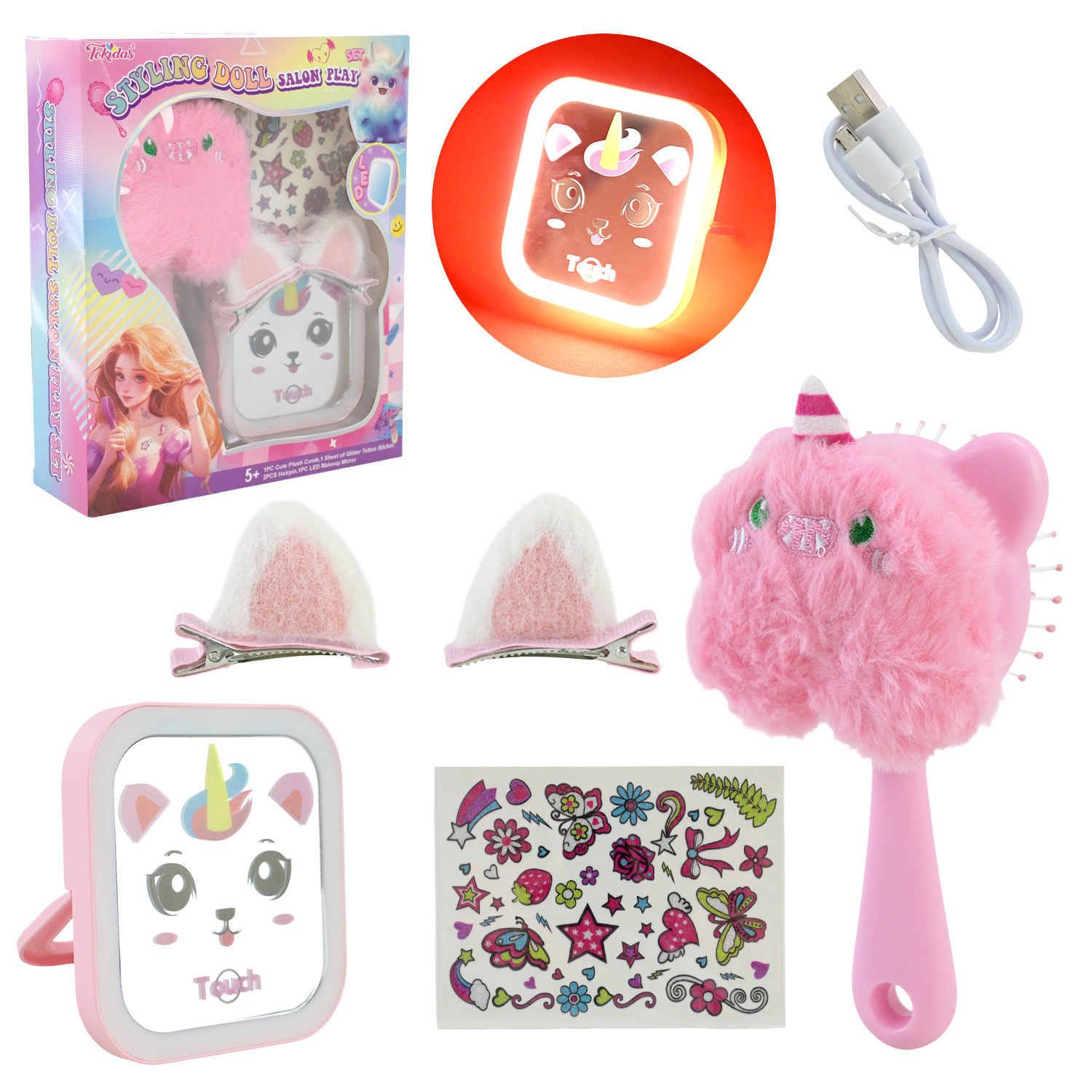 Аксесуари для дівчат арт. T071 (24шт/4)  гребінець, світлодзеркало, аксесуари  короб. 17,5*5*20см