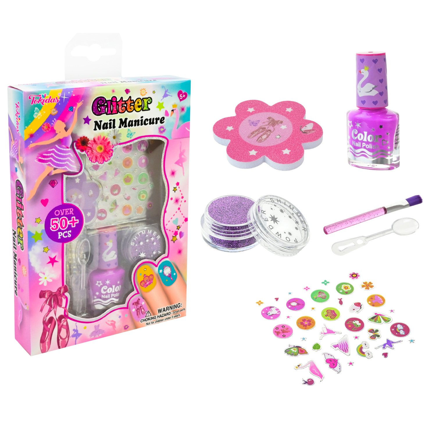 Манікюр набір арт. N01BA (48шт/8)    лак на водній основі, наліпки, аксес короб.12*2,5*17 см