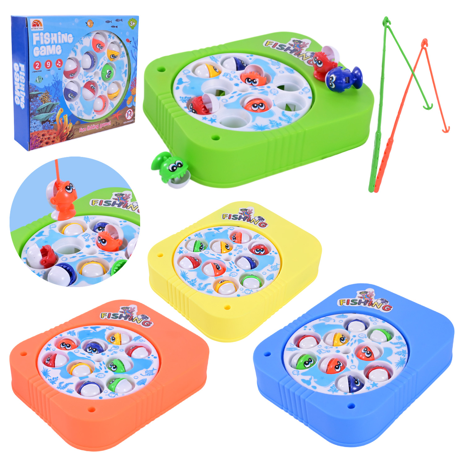 Рибалка батар. арт. 8269 (192шт/2) 4 кольори мікс, вудка, рибки, короб. 16,3*3,6*13,9см