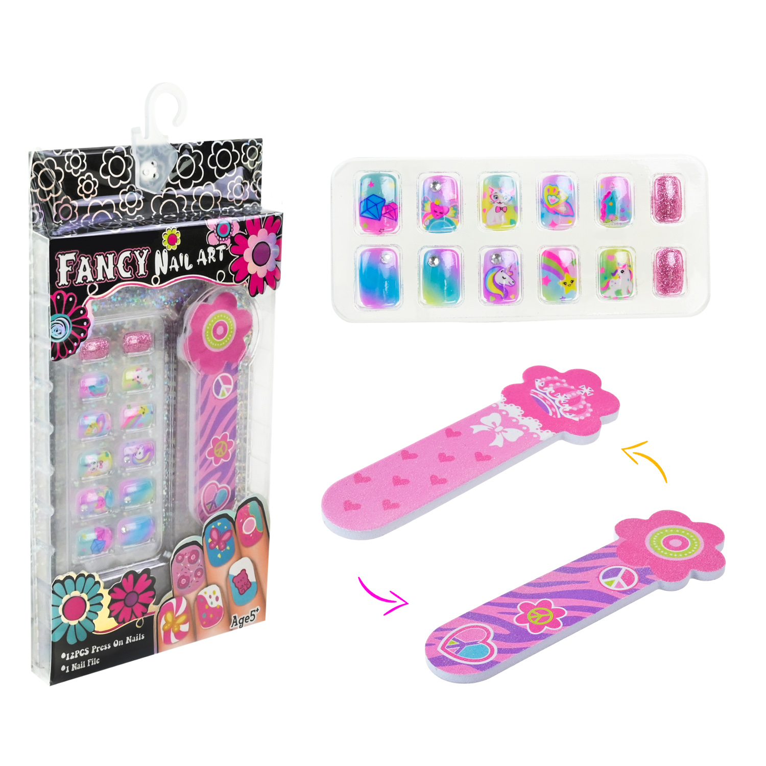 Аксесуари для дівчат арт. T021P (96шт/8)   мікс видів, накладні нігті(не наліпки), у короб. 10*1,5*19 см