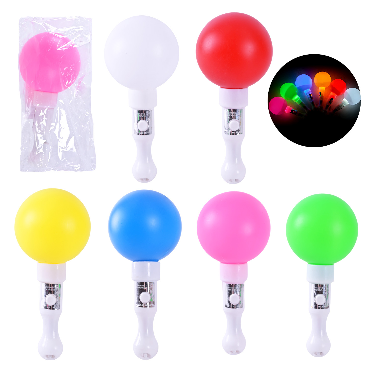 Іграшка зі світлом арт. C28402 (360шт/2) паличка "шар" 18см 6 кольорів у пакеті 20*3*25 см