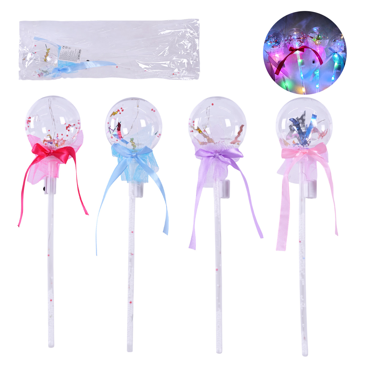 Іграшка зі світлом арт. C28406 (300шт) шар на паличці 39см 4 кольори, р-р 36 у пакеті 36*13*6 см