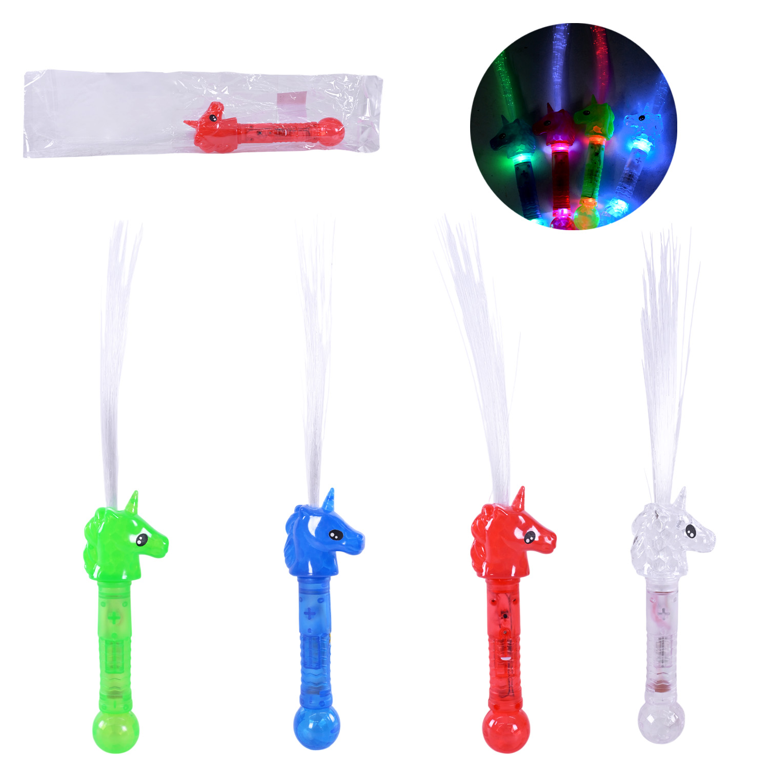 Іграшка зі світлом арт. C28407 (360шт) єдиноріг 40см 4 кольори р-р 42 у пакеті 12*3*49 см